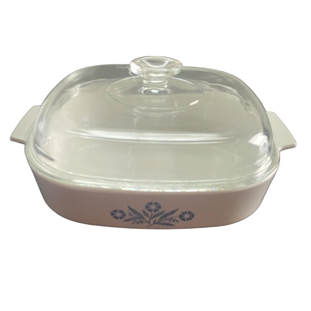 Vintage 80s Corning Ware Blue Cornflower A10B Casserole Dish w/ Pyrex Lid A12C